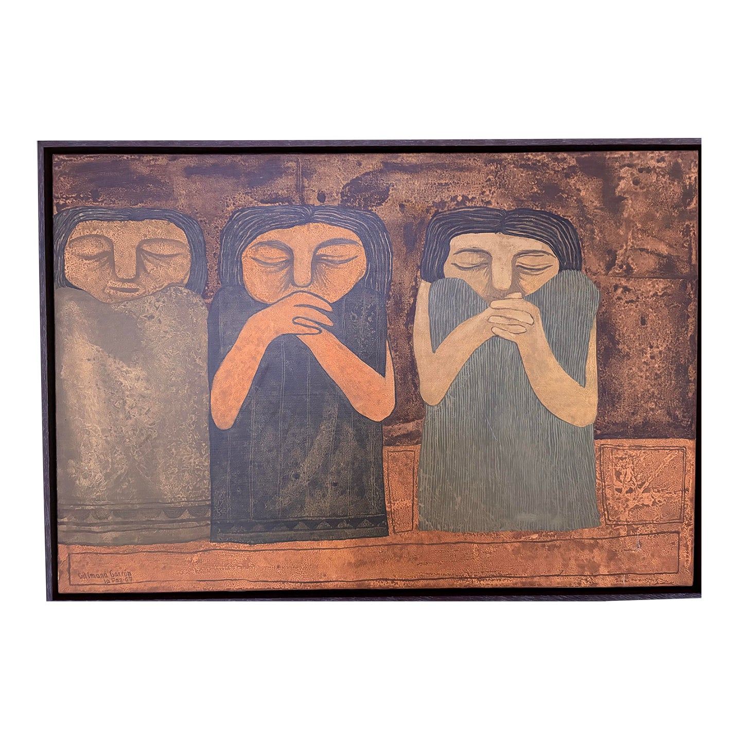 1967 Gil Imaná “Tres Mujeres” Original Oil Painting | Chairish