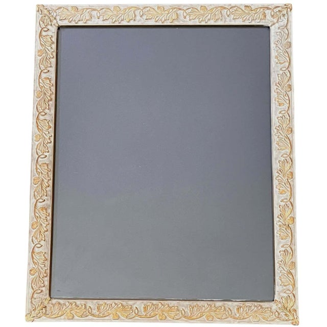 Vintage Large Ivory & Gold Brass Picture Frame With Embossed Acanthus Leaf Motif – 8" X 10" For Sale