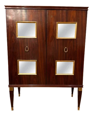 Bar Cabinet with Mirrored Panels attributed to Paolo Buffa, 1950s