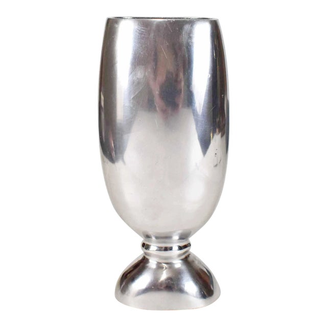 Late 20th Century Modern Minimal Pedestal Aluminum Vase For Sale