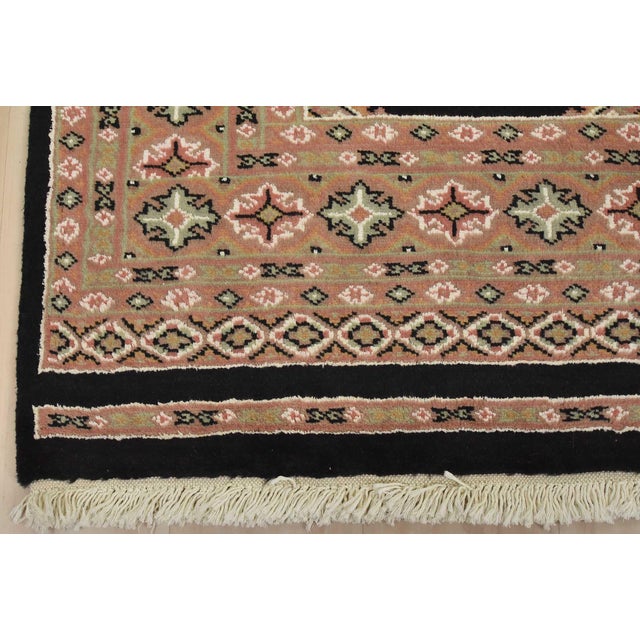 Bokhara Jaldar Rug 5’3” X 8’5” Black Wool Tribal Hand-Knotted Oriental Carpet For Sale - Image 9 of 12