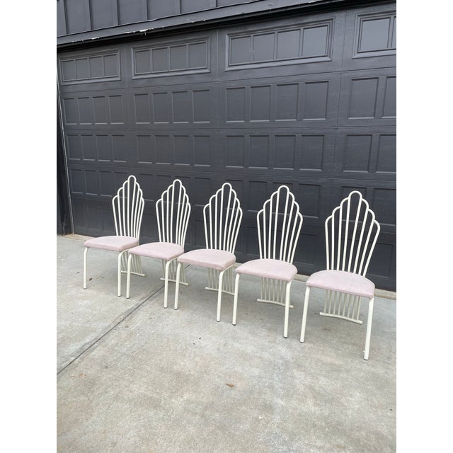 1980s Art Deco Revival Dining Chairs, Set of 5 – Skyscraper Back Design For Sale - Image 4 of 10