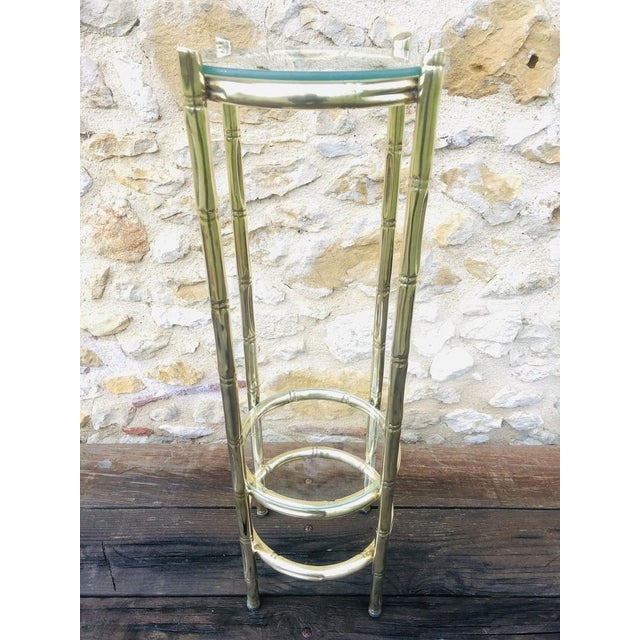 Early 20th century, tall, brass guéridon/ lamp table / side table / plant stand on 4 legs, with a faux bamboo design, and...