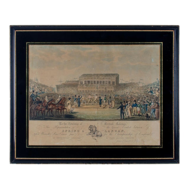 19th Century English Boxing Scene Aquatint Etching Print by Clements & Pitman For Sale