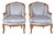 Pair of Louis XV-Style Beech Gondola Armchairs in Gray Velvet, 20th Century For Sale