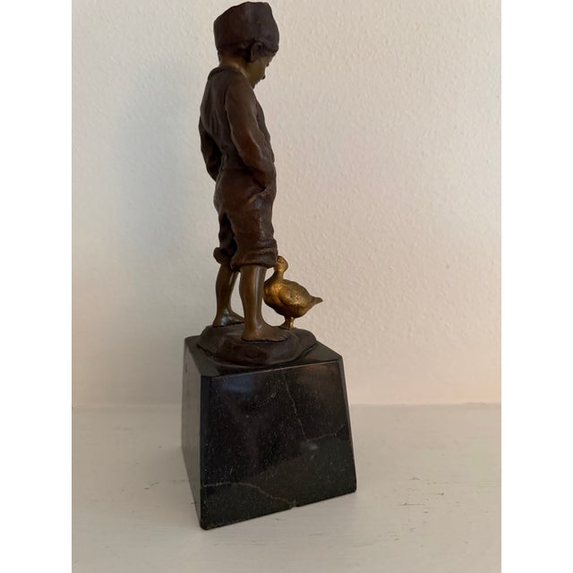 Victorian Late 19th Century, Julius Paul Schmidt-Felling, "Goose Boy" Bronze Sculpture For Sale - Image 3 of 8