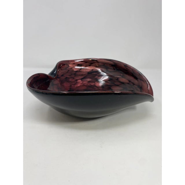 What an amazing color! This very rare Murano Glass Candy Dish was made in a beautiful purple color with gold Avventurine...