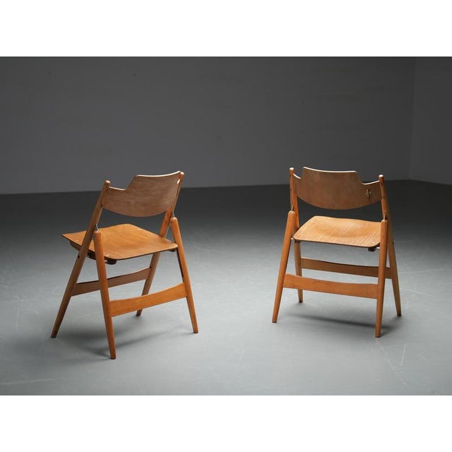 1950s Folding Chairs in Beech and Metal attributed to Egon Eiermann, Germany, 1950s For Sale - Image 5 of 11