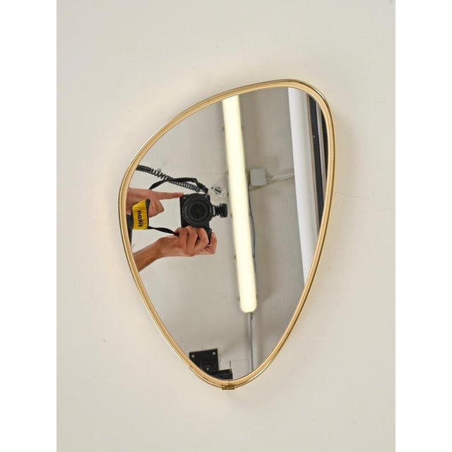 Mid-Century Italian Asymmetric Brass Wall Mirror, 1950s For Sale - Image 9 of 12