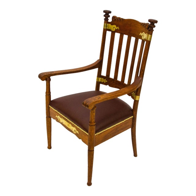 Vintage Quarter Sawn Oak Armchair For Sale