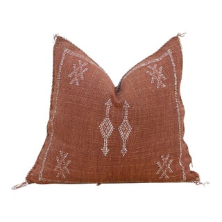Clay Diamond Cactus Silk Moroccan Pillow For Sale