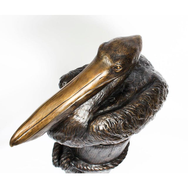 Bronze Pelicans on Mooring Posts, Late 20th Century, Set of 2 For Sale - Image 12 of 17