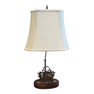 1950s Brass Letter Holder Desk Lamp For Sale
