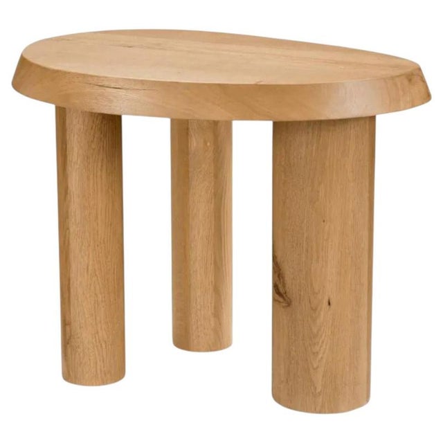Gold Vintage Oak Side Table For Sale - Image 8 of 8