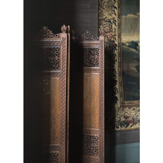 Gold Anglo-Indian Hardwood Calypso Screen, 1890s For Sale - Image 8 of 10