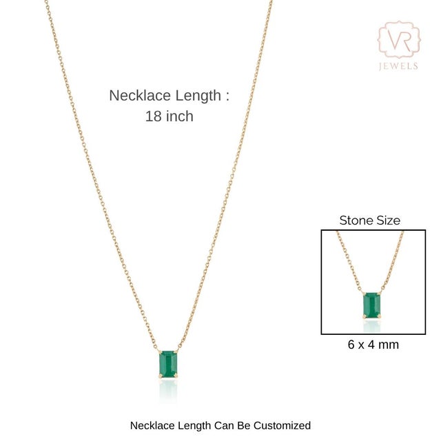 Minimalist Octagon-Cut Solitaire Emerald Necklace in 18k Yellow Gold For Sale - Image 10 of 15