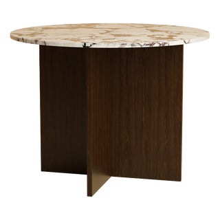 Round Calacatta Viola Marble and Smoked Oak Dining Table by Lebanto For Sale