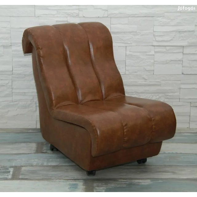 Mid-Century Brown Leatherette Lounge Chair, 1960s For Sale - Image 4 of 4