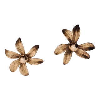 Vintage Shaped Brass Wall Lights, 1970s, Set of 2 For Sale