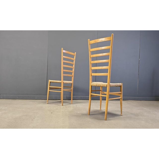 Italian Beechwood Ladder Back Chairs, 1970s, Set of 6 For Sale - Image 3 of 14