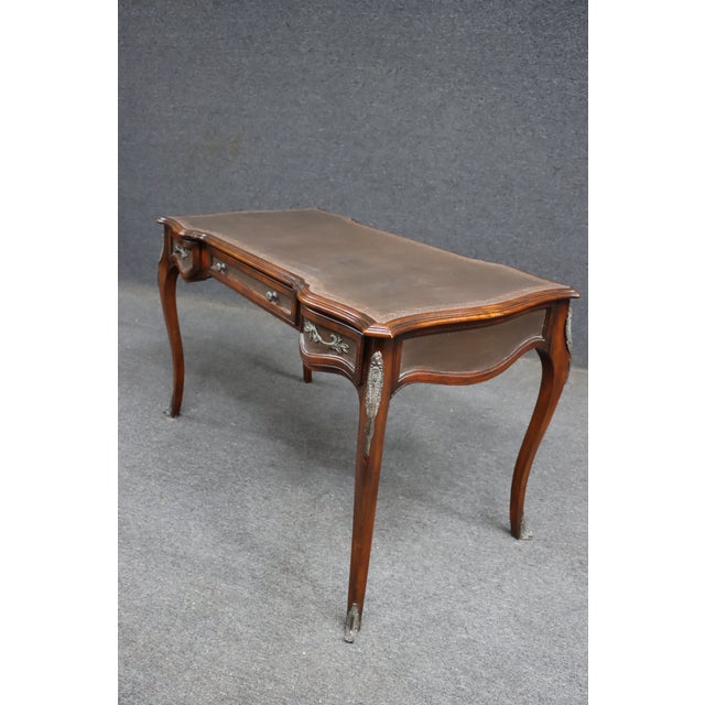 Wood French Provincial Writing Desk With Ormolu Mounts For Sale - Image 7 of 13