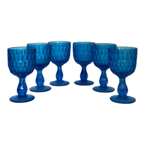 Mid-Century Fenton Colonial Blue Water Goblets - Set of 6