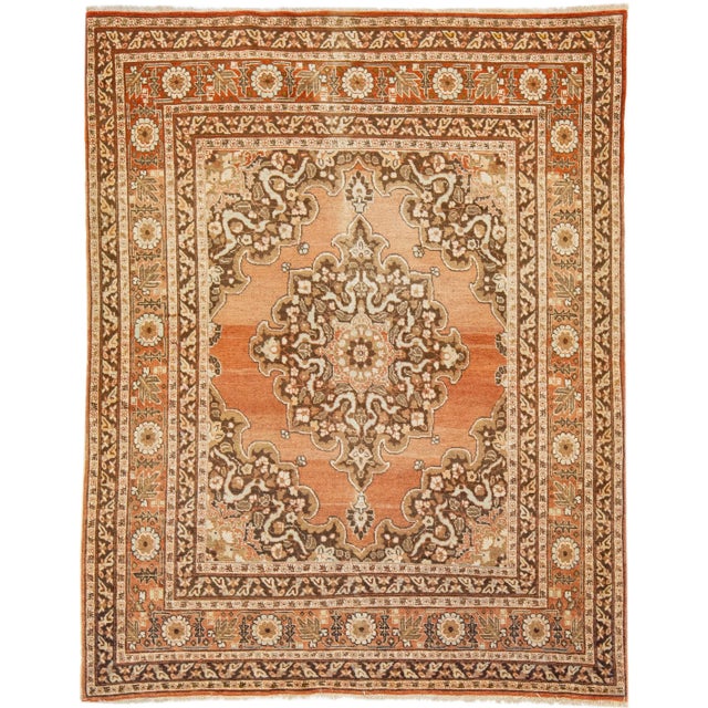 Textile 1960s Vintage Persian Tabriz Handmade Medallion Rust Wool Rug For Sale - Image 7 of 7