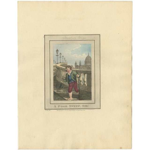 Hollywood Regency After William Marshall Craig, Chimney Sweep Boy on Blackfriars Bridge, Cries of London, 1804, Engraving For Sale - Image 3 of 7