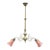 Art Nouveau Brass 2 Arm Chandelier With Fluted Dark Amber Glass Shades C1910 For Sale