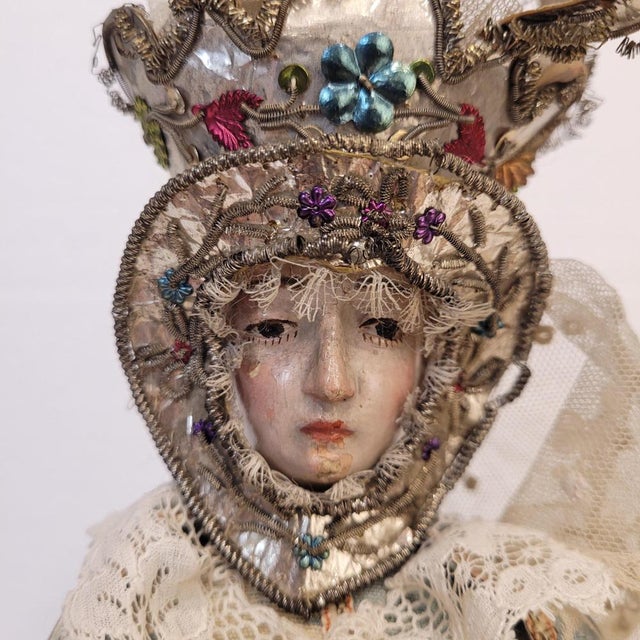 Dressed Image of the Crowned Virgin Mary, Late 18th Century For Sale - Image 13 of 18