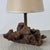 1960s Small Burl Wood Desk Lamp With Custom Parchment Paper Shade For Sale In Los Angeles - Image 6 of 8