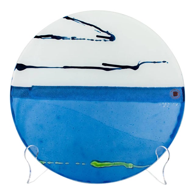 Signed, Dated 1983 Handcrafted Glassworks of Canada Art Glass 12" Decorative Plate For Sale