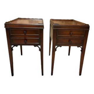 Antique Restored Mahogany Petite Nightstands With Two Drawers - A Pair For Sale