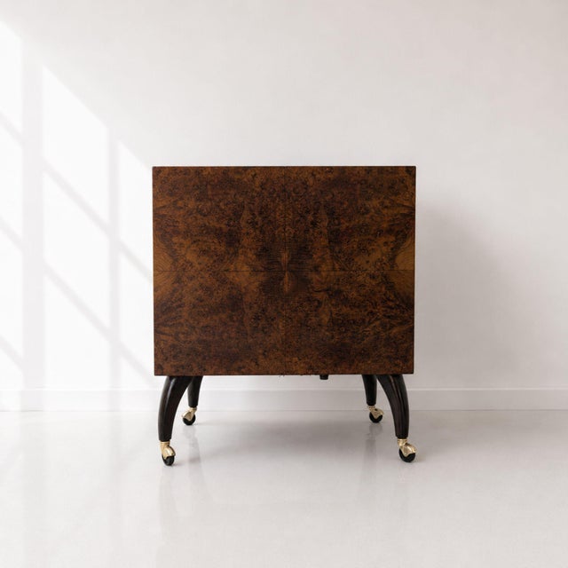 Metal Italian Bar Cabinet in Briar Root and Mosaic Mirror, 1950s For Sale - Image 7 of 15