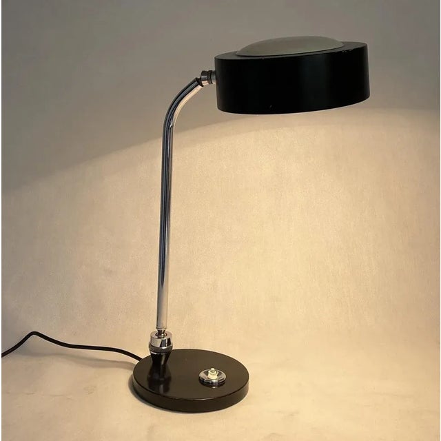 Black Mid-Century Table Lamp Jumo Lamp attributed to Charlotte Perriand for Jumo, 1950s For Sale - Image 8 of 9
