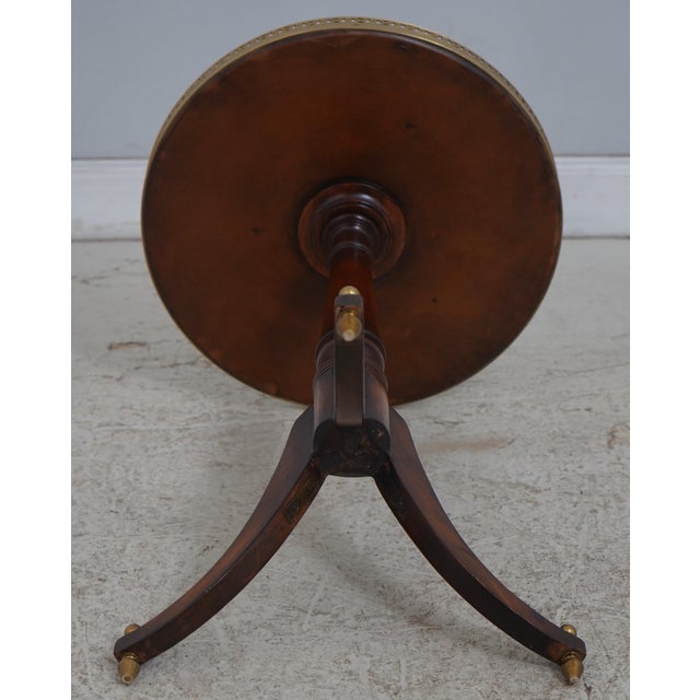 Theodore Alexander Leather Top Round End Table For Sale - Image 13 of 13