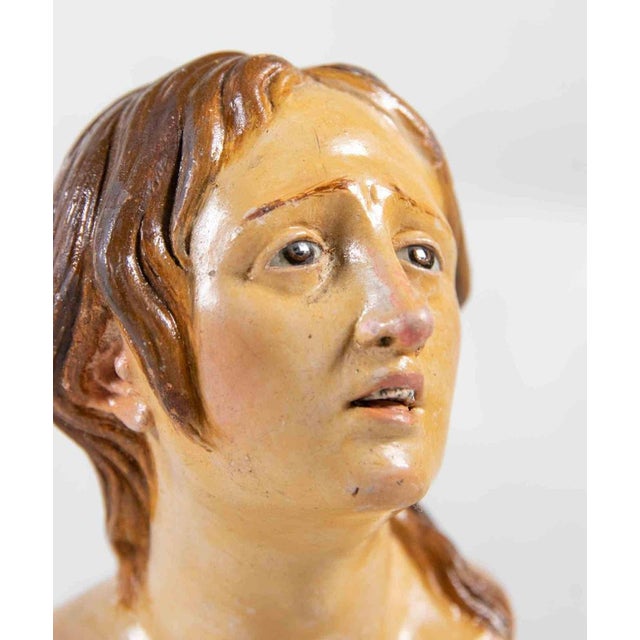 Polychrome Ceramic Head of Woman Sculpture, Italy, 18th Century For Sale - Image 3 of 6
