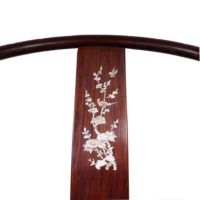 Early 20th Century Early 20th Century Vintage Chinese Horseshoe Back Armchairs- A Pair For Sale - Image 5 of 13