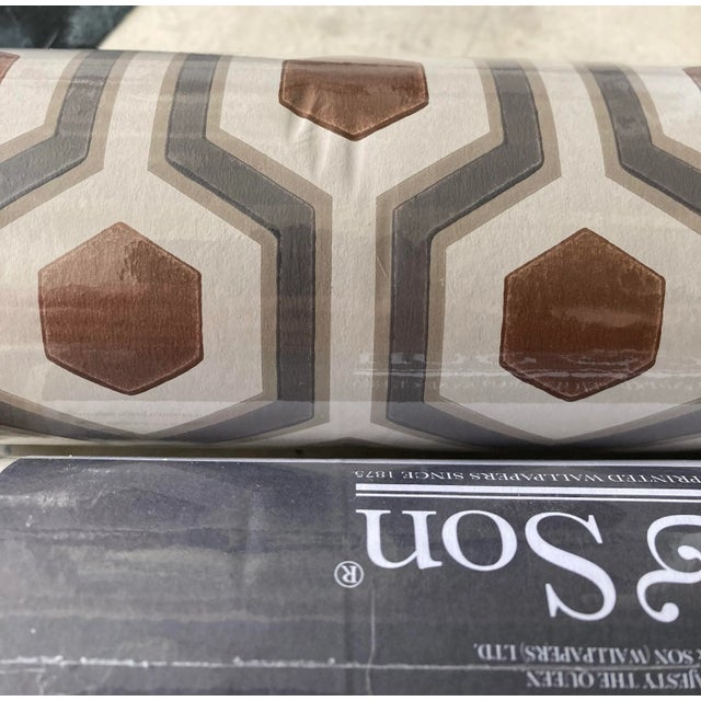 5 Rolls of Cole & Son Hicks’ Hexagon Wallpaper - Geometric Taupe, Gray & Bronze Pattern 95/3017 For Sale - Image 10 of 12