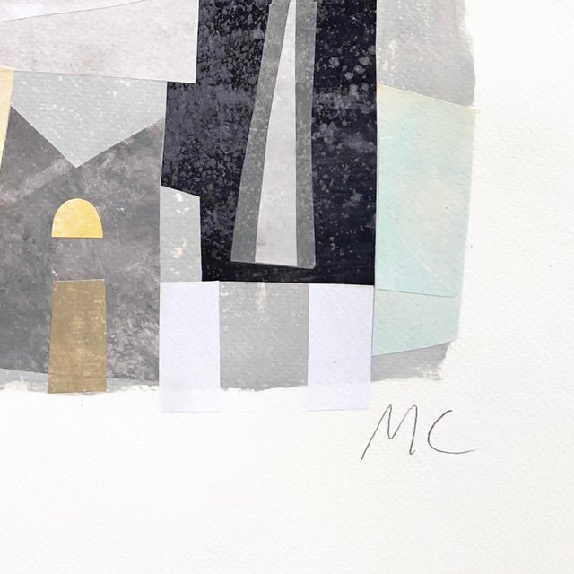 My Home Town - Original Gray-Tone Architectural Mixed Media Collage on Paper by Maria C. Bernhardsson For Sale In Los Angeles - Image 6 of 6