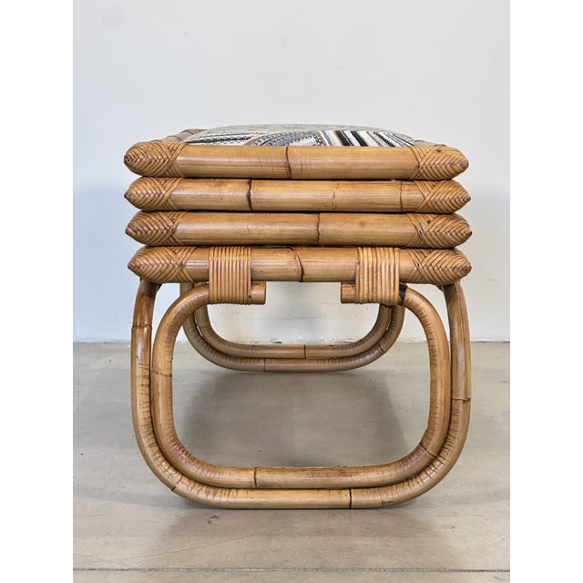 Bamboo Rocking Bench in the style of Vivai Del Sud, 1970s For Sale - Image 6 of 14