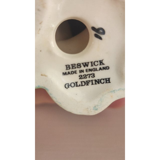 Green 1970s English Beswick Goldfinch Porcelain Bird Figurine, Model 2273 For Sale - Image 8 of 12