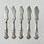 English 1940s Vintage Hollywood Regency English Chippendale Silverplate Butter Knives- Set of 5. For Sale - Image 3 of 11