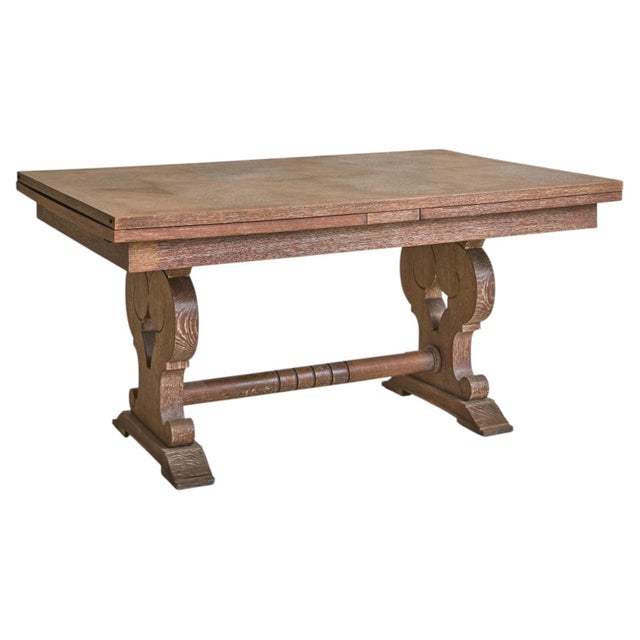 French Cerused Oak Extendable Dining Table, 1940s For Sale - Image 12 of 12