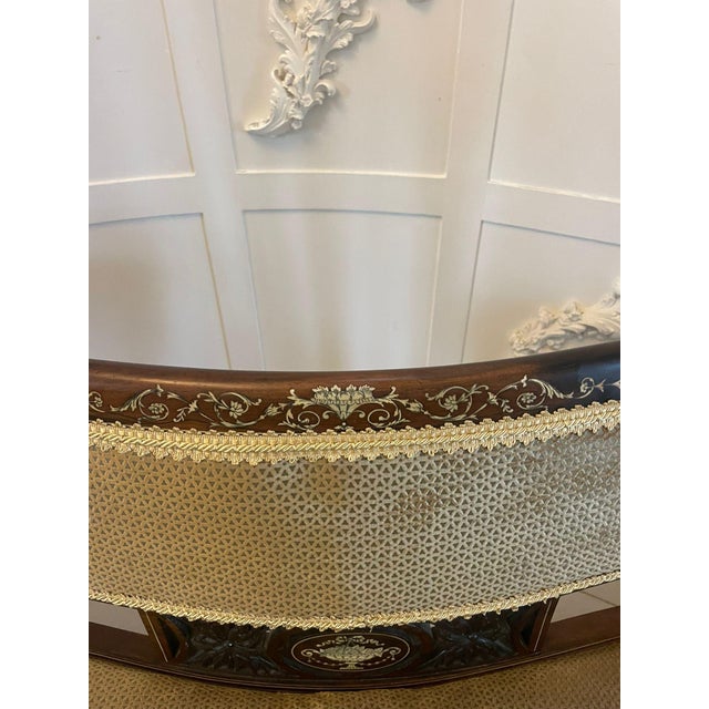 Brown Antique Victorian Rosewood Inlaid Settee, 1880 For Sale - Image 8 of 13