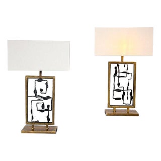 Large Table Lamp in Brass, Italy, 2025, Set of 2 For Sale