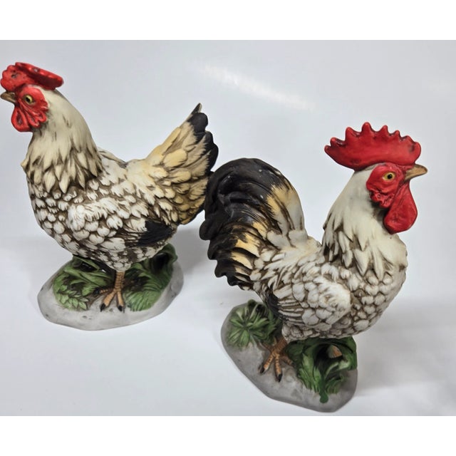 Bisque Porcelain Rooster and Hen- Set of Two For Sale - Image 15 of 18