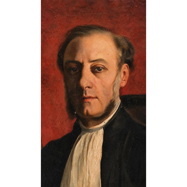 Portrait of a Lawyer, 1800s, Oil Painting on Canvas For Sale - Image 4 of 14