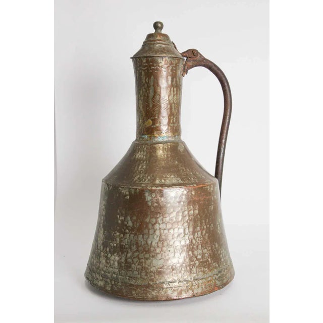 Antique Middle Eastern Persian Tinned Copper Ewer 19th Century For Sale In Palm Springs - Image 6 of 13