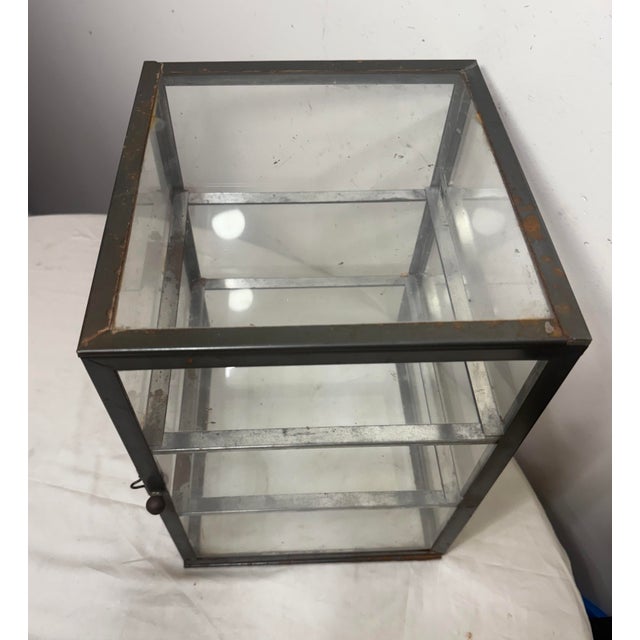 Antique Handmade Metal Glass Countertop Store Display Show Case Sliding Shelves For Sale In New York - Image 6 of 14